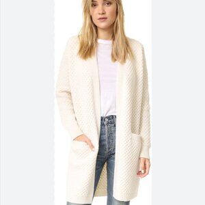 Vince EUC honeycomb long line open front pocket cardigan wool/yak blend XS
